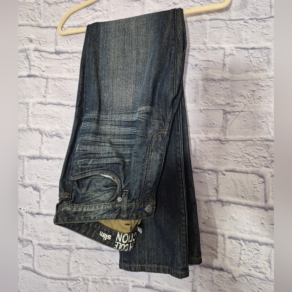 Kenneth Cole Reaction Men's Dark Blue Slim Jeans - Picture 1 of 10